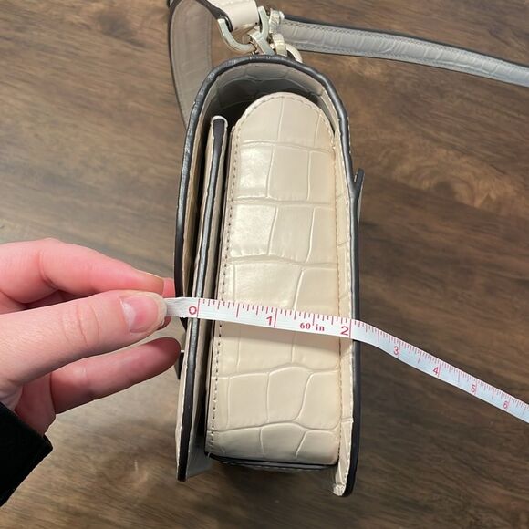 Kate Spade Audrey Flap Croc Embossed Crossbody Bag in Bare Cream - Picture 11 of 11